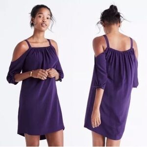 Madewell Dress Silk Cold Shoulder Purple Size 12